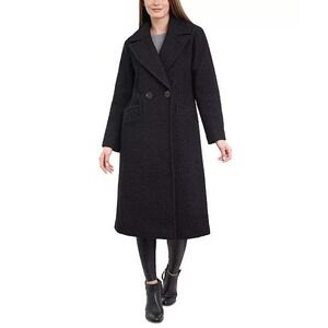 BCBGeneration Black Boucle Wool Blend Double Breasted Long Coat PXL